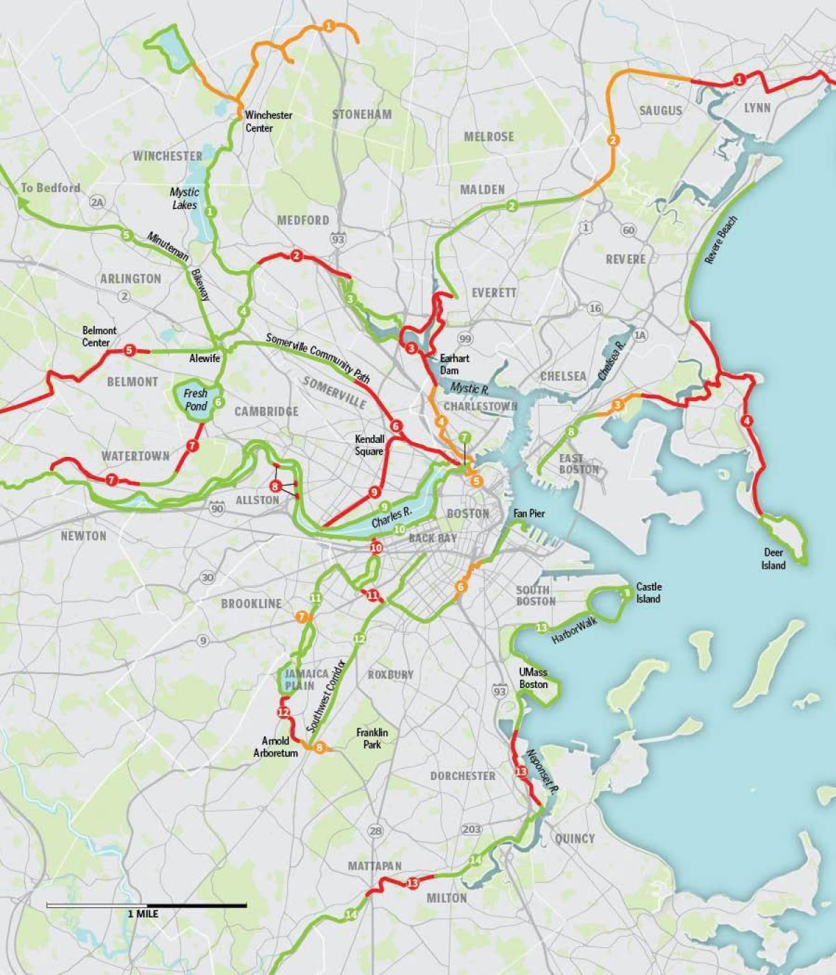 નકશો બોસ્ટન બાઇક