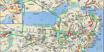 બોસ્ટન હોપ પર હોપ બોલ ટ્રોલી પ્રવાસ નકશો