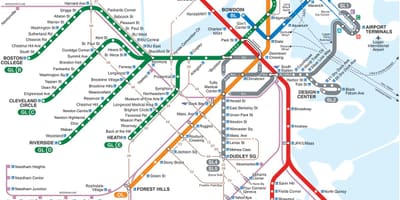 MBTA નકશો લાલ લીટી