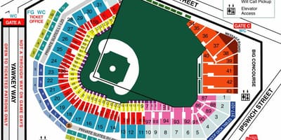Fenway બેઠક નકશો