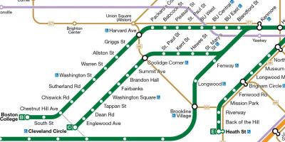 MBTA લીલા લાઇન નકશો